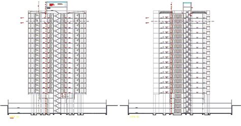 Basement Apartment Building Sectional Elevation Design Dwg File Cadbull