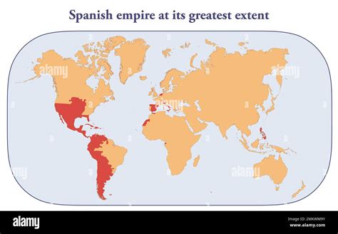 Map Of The Spanish Empire At Its Greatest Extent In 1790 Stock Photo