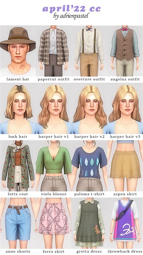 📑 April22 Cc Releases· Adrienpastel On Patreon In 2022 Sims 4