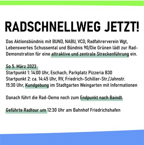 Raddemo für Radschnellweg Weingarten