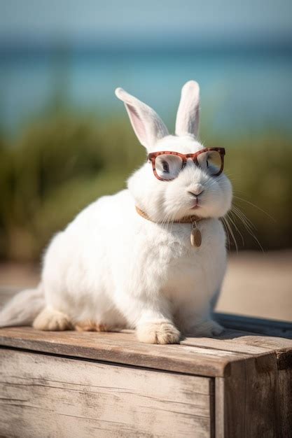 Premium Ai Image A White Rabbit Wearing Sunglasses And A Pair Of