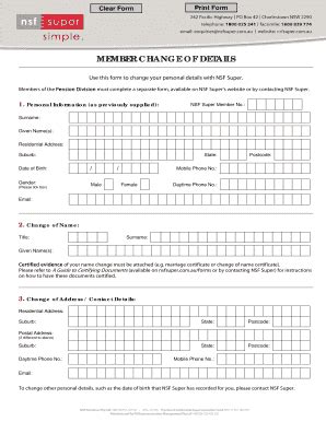 Fillable Online Member Change Of Details Form N Fax Email Print