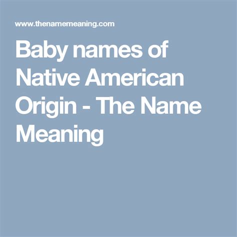 Baby Names Of Native American Origin The Name Meaning Native