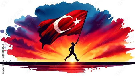 Watercolor Illustration For The Commemoration Of Ataturk Youth And