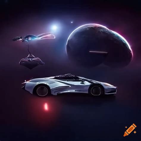 Fantasy Space Scene With A Stingray Corvette Spaceship On Craiyon