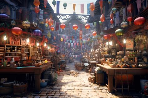 Premium Ai Image A Vibrant And Bustling Marketplace Filled With Col