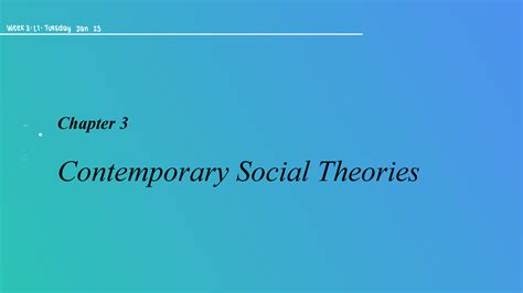 Contemporary Social Theories Chapter 3 Contemporary Social Theories Week 3 1 Tuesday Jan