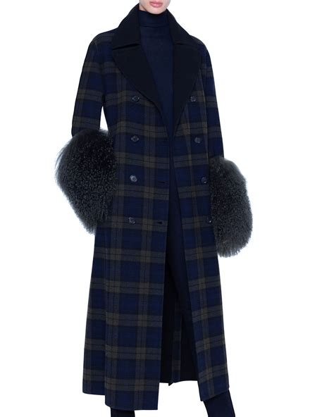 Akris Plaid Quilted Wool Lamb Cuff Coat Coat Ladies Coat Design