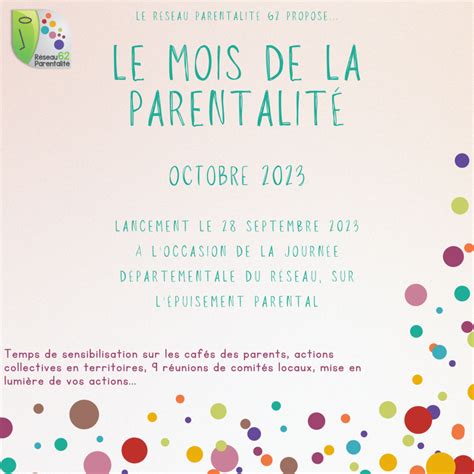 A Vos Agendas Pour Octobre Le R Seau Parentalit Propose Le Mois