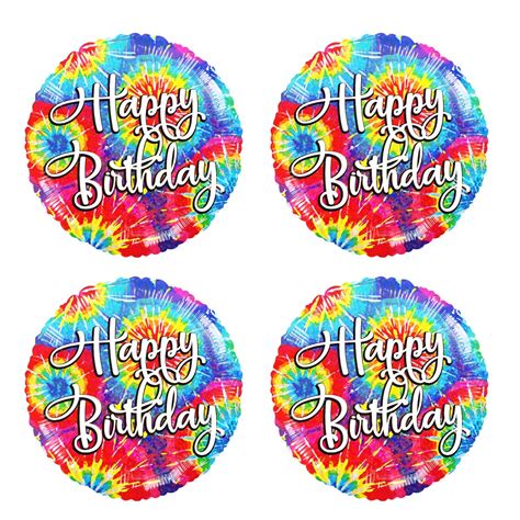 Groovy Tie Dye Happy Birthday Balloons Vibrant 18 Balloons For