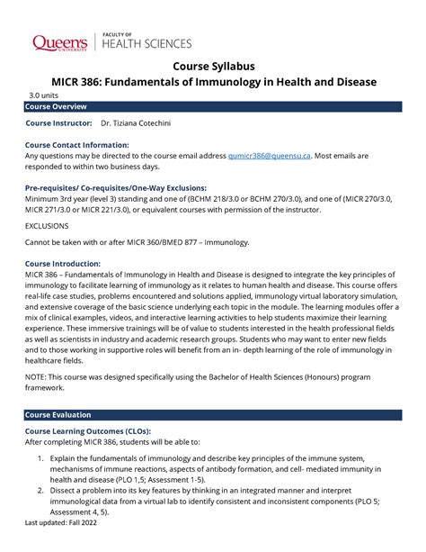 MICR 386 ONL Syllabus Last Updated Fall 2022 Course Overview Course