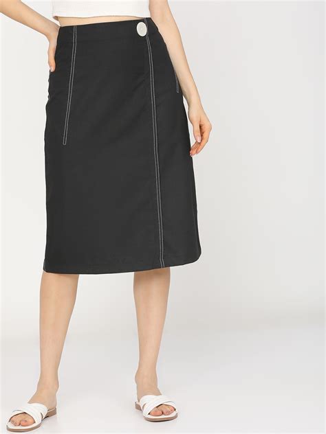 Buy Tokyo Talkies Tokyo Talkies Women Black Solid A Line Midi Skirt At