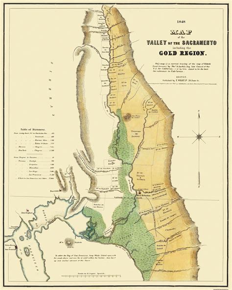 Mine Map Sacramento Valley California Gold Region Wiley 1848 23 X