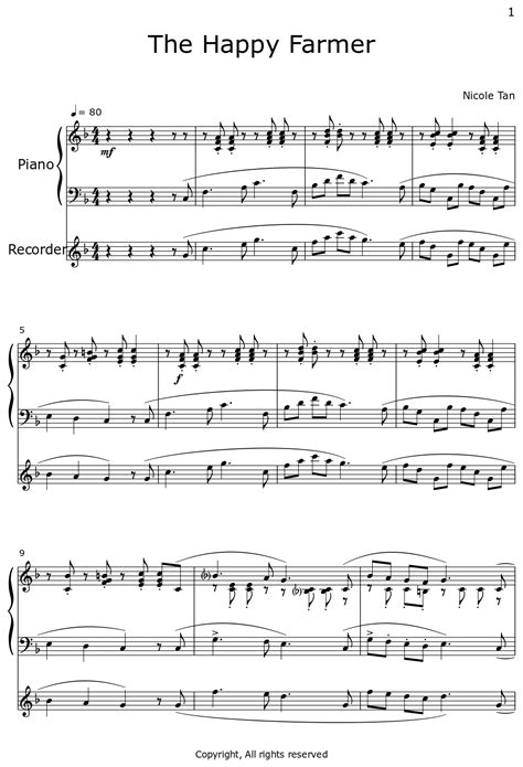 The Happy Farmer Sheet Music For Piano Recorder