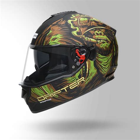 Studds Drifter D Decor Matt Black Green Helmet Buy Online Studds