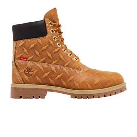 Timberland Supreme X 6 Inch Premium Waterproof Boot Embossed Diamond Plate Wheat Tan