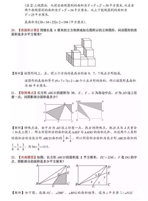 小学数学图形与几何疑难重点常考题解题思路（含求阴影面积）小升初网