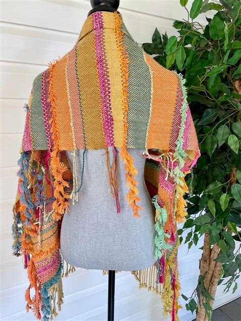 Handwoven Saori Shawl Warm Handcrafted Wrap Fall Scarf B Etsy