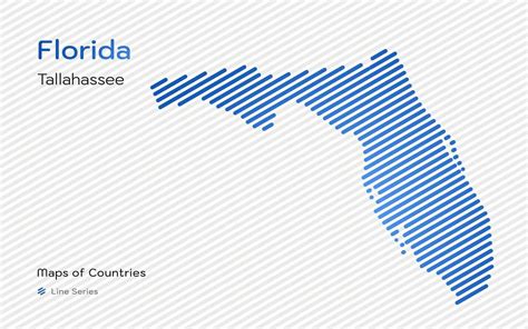 Florida Map With A Capital Of Tallahassee Shown In A Line Pattern