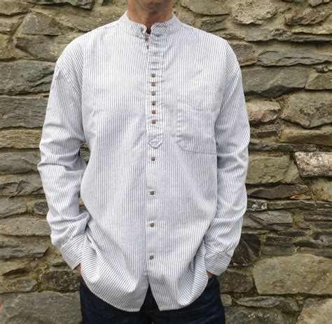 Mens Gents Grandfather Grandad Collarless Shirts Cotton Irish Ireland