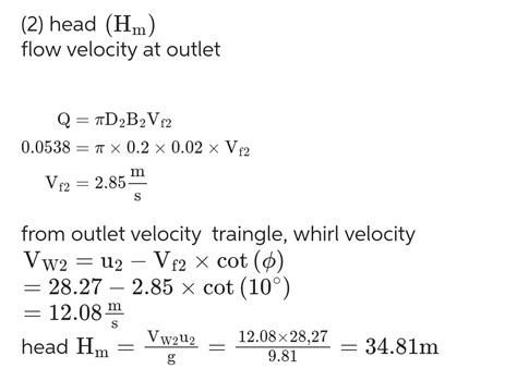 Solved The Shown Impeller Of A Radial Water Pump Has Inner And