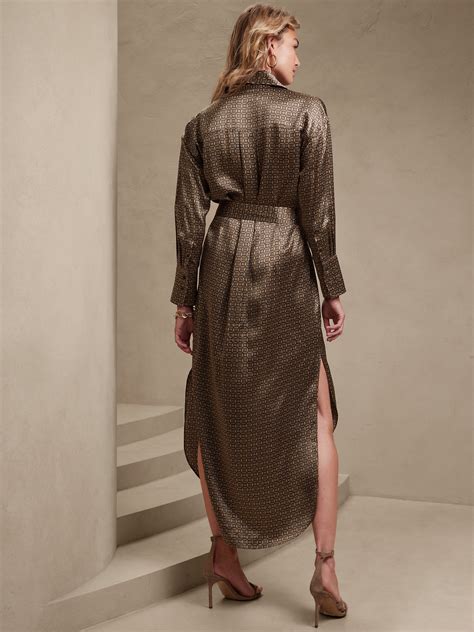 Muse Silk Maxi Shirtdress Banana Republic