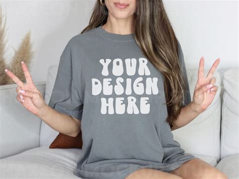 Comfort Colors Mockup C1717 Grey Shirt Comfort Colors Grey Shirt Cc Mockup 1717 Mockup