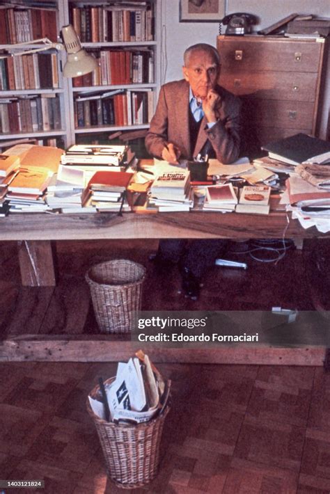 The Italian Writer Alberto Moravia At Work In His House In Rome