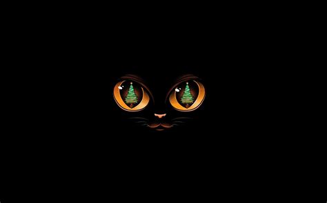 Wallpaper : eyes, cats, Christmas Tree, trees, simple background, black ...