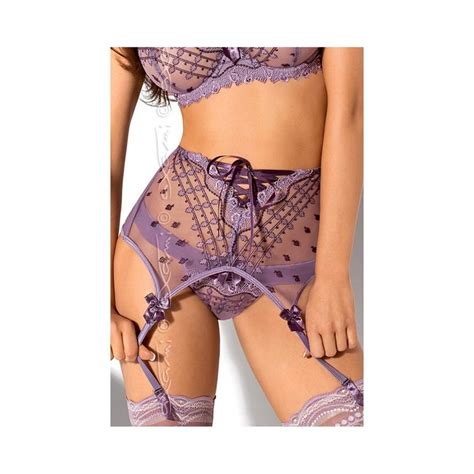 Porte Jarretelles Tulle Et Dentelle Violet Haut De Gamme Lingerie A