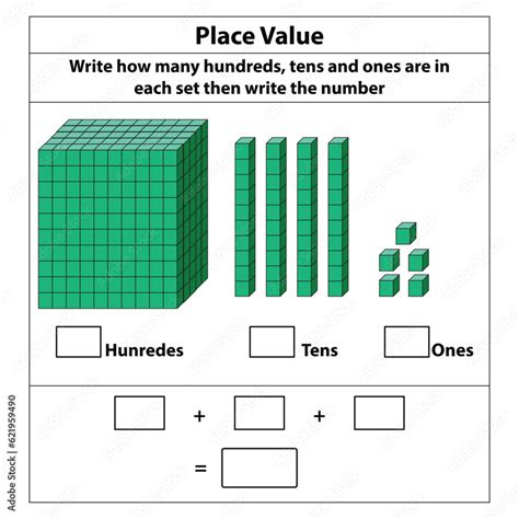 Place Value Hundreds Tens And Ones 10 Blocks And Single Blocks Vector Illustration Isolated