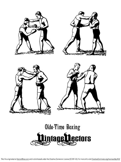 Olde Time Boxers In Classic Boxing Stances Punching