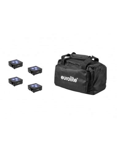 EUROLITE Set 4x AKKU Flat Light 3 Bk Soft Bag