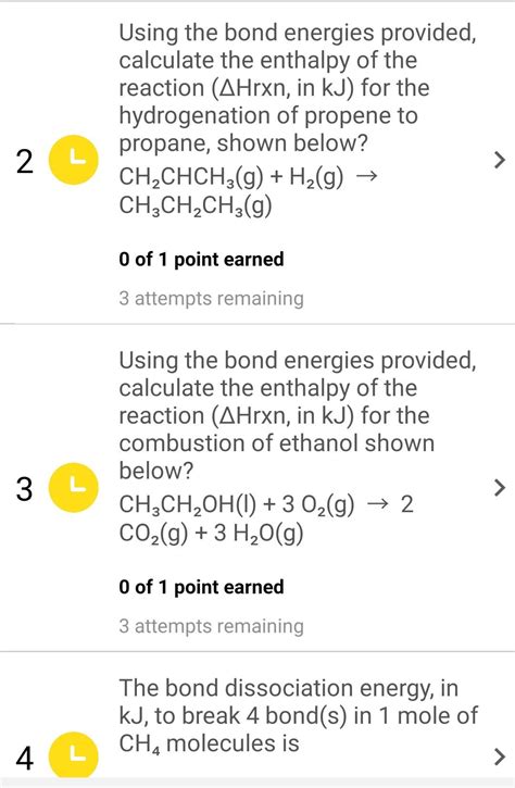 Solved Using The Bond Energies Provided Calculate The