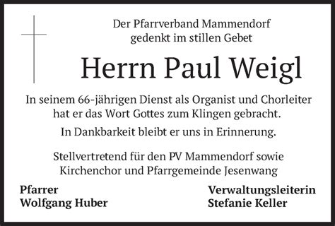 Traueranzeigen Von Paul Weigl Trauer Merkur De