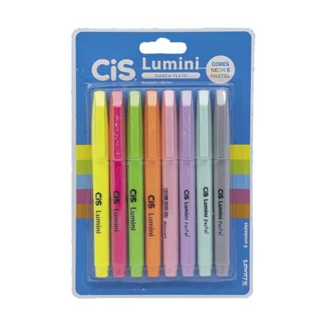 Marca Texto Cis Lumini Neon Pastel C 8 Unid Submarino