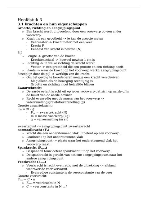 Samenvatting Natuurkunde Havo Hoofdstuk Natuurkunde Stuvia Nl