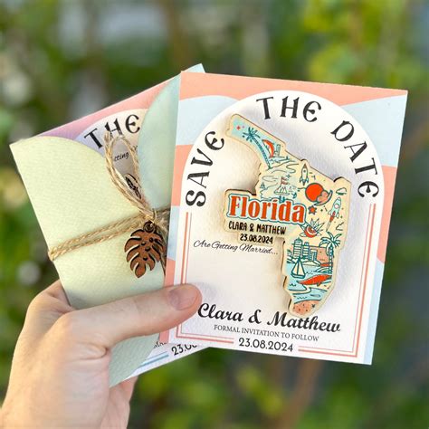 Wooden Florida State Save the Date Magnet Rustic Wooden Magnet Special