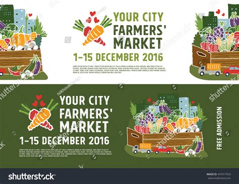 Farmers Market Banner Concept Vector Illustration Stock Vector (Royalty ...