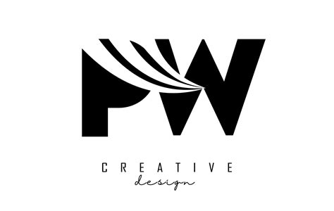 Creative Black Letters Pw P W Logo With Leading Lines And Road Concept