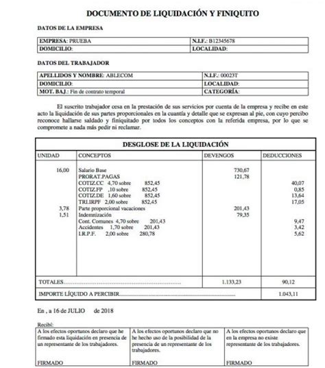 Calcular Finiquito Documento De Liquidación Y Finiquito