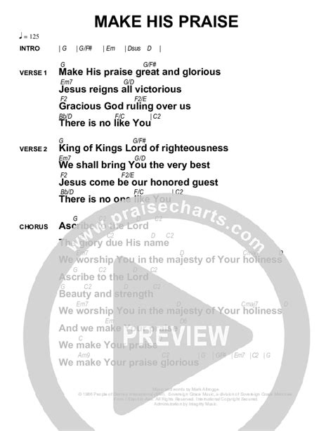 Make His Praise Great Chords PDF Sovereign Grace PraiseCharts