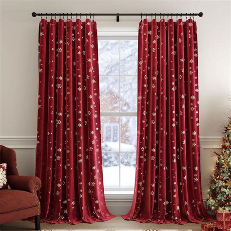 Fmfunctex Cortinas Opacas De Terciopelo Rojo De Navidad Para Rec Mara