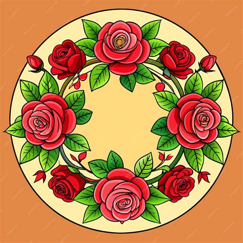 Premium Vector Round Frame Of Realistic Red Roses Vector Illustration