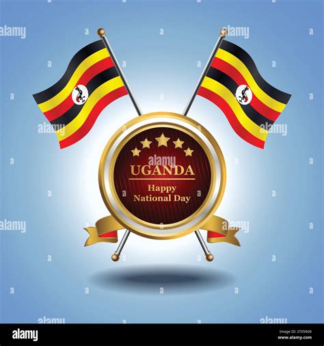 Small National Flag Of Uganda On Circle With Garadasi Blue Background