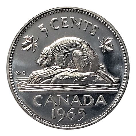 1965 Canadian 5 Cent Beaver Nickel Roll In Coin Tube Brilliant