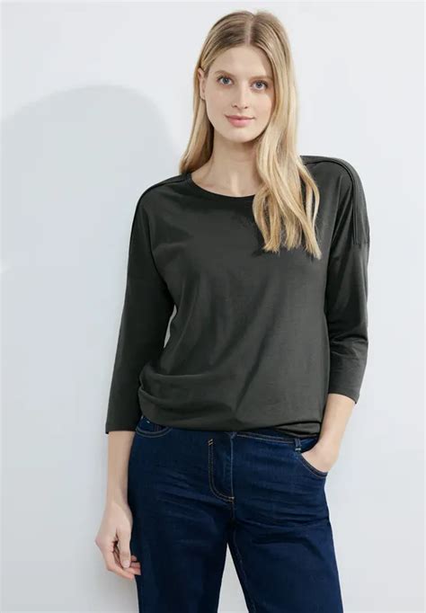 Cecil Shirt Mit Ripp Detail F R Damen In Gr N Cecil