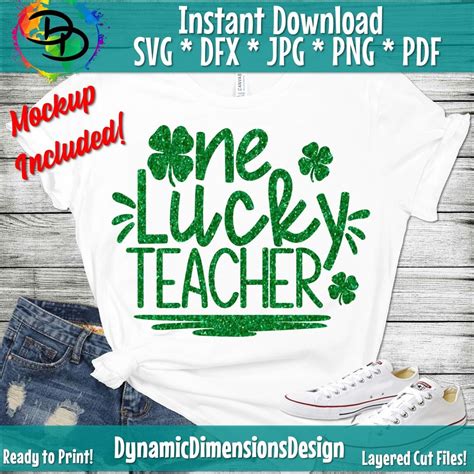 One Lucky Teacher Svg St Patrick S Day Svg Shamrock Svg Teacher Sv