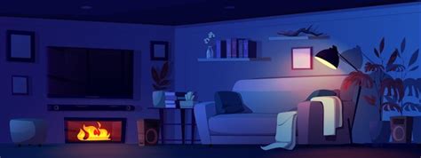 Free Vector Night Cozy Hotel Bedroom Cartoon Vector Interior