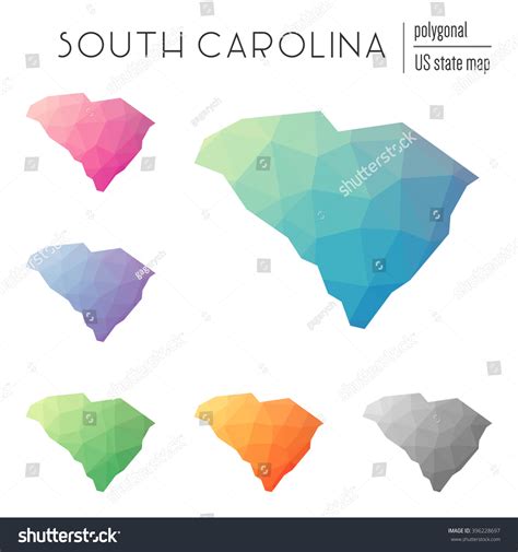 South Carolina State Map Geometric Polygonal Stock Vector Royalty Free